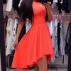 Women Sexy Summer Dress Slim Beach Party Dresses Sleeveless Asymetrical Hem Pure Color O-Neck Mini Sundress Vestidos Female