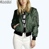 Zanzea 2017 Fashion Women Solid Celeb Bomber Long Sleeve Thin Jacket Coat Casual Stand Collar Slim Short Outerwear Plus Size