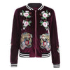 2017 Spring Autumn Women Vintage Embroidery Velvet Jacket Coats Casual Long Sleeve Bomber Jackets Fashion Slim Outerwear Tops