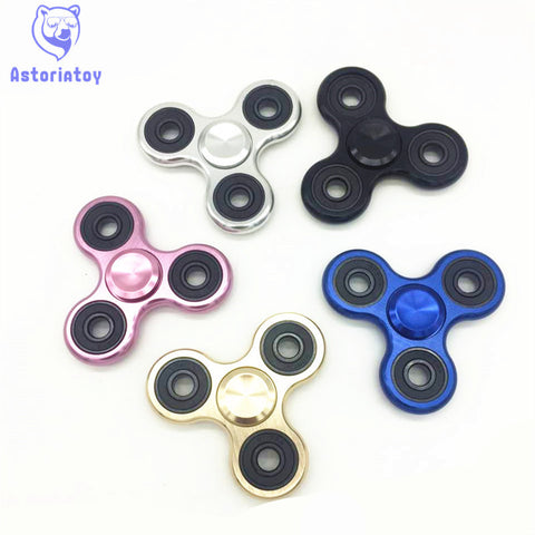 Tri-Spinner Fidget Toy Brushed plating aluminum alloy EDC Hand Spinner For Autism and  Rotation Time Long Anti Stress Toys