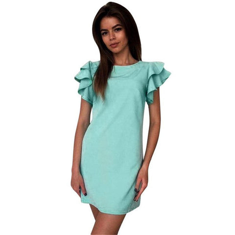 New Arrival Dress Womens Summer Dresses Butterfly Sleeve A Line Ladies Party Evening Short Mini Dress
