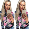 2016 Autumn Winter Vintage Women Floral Print Ladies Biker Jacket Overcoat women bomber jacket coat real photo long Sleeve #LSW