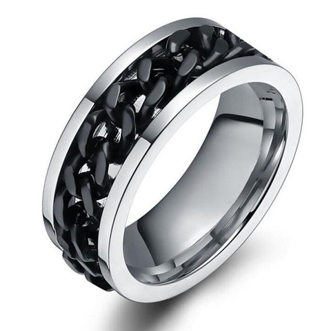 Finger Fidget Spinner Ring EDC Toy for ADHD Autism Stainless Steel Chain Ring Fidget