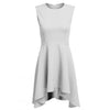 Women Sexy Summer Dress Slim Beach Party Dresses Sleeveless Asymetrical Hem Pure Color O-Neck Mini Sundress Vestidos Female