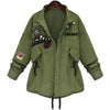 Vintage Bomber Jacket Tops 2016 Autumn Outerwear Women Fashion Coats Long Sleeve Letter Embroidery Casual Loose Solid Outwear