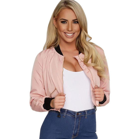 2016 Fashion Women Loose Coat  Zipper Autumn Winter Street Jacket Coat Outwear Pink Army Green Jacket Plus Size