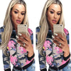 2016 Autumn Winter Vintage Women Floral Print Ladies Biker Jacket Overcoat women bomber jacket coat real photo long Sleeve #LSW